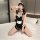 Sexy maid costume for women featuring a no-remove lace apron with open-crotch design, perfect for adult entertainment setting...