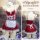 Red lace-trimmed maid costume with white apron and bow, shown front and back on mannequin. sexy lingerie sleep dress & passio...