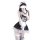 Woman in black and white lace maid costume with corset top, short skirt, garters, and headpiece; seductive lingerie sleep dre...