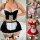 Sexy maid costume for women featuring sheer mesh lingerie sleep dress with lace trim and thong, perfect for role play outfits...