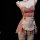 Pink steel-boned maid costume set with push-up lingerie, removable cups, and flirty apron for women.