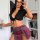 Sexy milk silk bra & plaid skirt set - sweet student-style lingerie outfit for women, featuring a plunging black top with tie...
