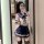 Sexy night silk lingerie set - passionate sailor uniform jk style sleepwear for women, featuring a cute sailor top with a bow...