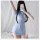A woman poses with her phone, wearing a light blue sheer qipao-style dress adorned with floral details, perfect for intimate ...