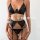 Woman modeling a black lace sexy nightclub lingerie set for women – -style seductive pure-yu three-piece costume outfit with...