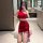 Sexy nightclub queen outfit - off-shoulder top & drawstring pencil skirt set for bold women, featuring a striking red design ...