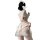 Woman in white nurse costume with bow-tie skirt, round neck top, and heart-shaped face cover.