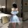 Sexy off-shoulder maid costume with ruffled design, perfect for role play and intimate nights.