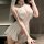 White lace bride bodysuit with sheer skirt, open-crotch design, and delicate veil for seductive bedroom passion.