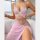 Sexy pink lace dress for women – sheer mesh & embroidery bodycon mini dress, plus size evening outfit