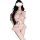 Sexy pink maid costume set with pearl-embellished strapless bodycon dress and ruffled lingerie outfit for women.