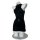 Black sleeveless mini dress with hook-neck and backless design, styled as a sexy police costume bodysuit for women.