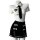 Sexy police uniform costume for women - white bodycon skirt set with waist cutout, no-remove design, perfect for playful scho...