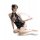A woman poses elegantly in a black floral printed cheongsam lingerie, featuring a halter neck design and feather accents, per...
