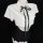 Sexy pure-yu style lingerie set featuring a white crop top with a black polka dot tie and a black pleated skirt, perfect for ...