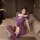 Sexy purple lace bodycon mini dress with sheer mesh and ruched design, perfect for a sultry nightclub look.