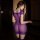 Woman wearing sexy purple lace bodycon nightgown, showcasing seductive pure & tempting lingerie set for women.
