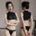 Sexy push-up lace bra set featuring sheer mesh top and thong design, perfect for one-piece model uniform outfits.
