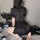 Sexy qipao lingerie set - seductive silk sleepwear & roleplay costume for women, featuring elegant black design with floral p...
