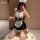 Sexy qq style lingerie set - cute maid costume for small bust, no-remove bedroom outfit, pure & tempting look
