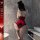 Sexy red lace bodysuit set - sheer vintage-themed costume with ties & strap details for new year eve