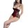 Sexy red lace bodysuit set featuring sheer design, vintage-themed details with ties and straps, perfect for new year eve cele...
