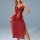 Sexy red mesh sleep dress with sheer lace camisole, side slits, and adjustable straps for women.