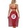 Woman wearing sexy red mesh sleep dress with sheer lace camisole, side slits, and adjustable straps – back view.