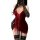 Sexy red velvet babydoll set featuring deep v-neckline, lace-up detail, and matching stockings, perfect for festive occasions...