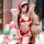 Sexy red velvet santa costume dress - festive holiday role play lingerie with cut-out details