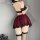 Sexy role play lingerie set - cutout strapless jk uniform skirt outfit for adults, featuring a deep red skirt with lace trim ...