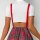 Sexy role play lingerie set featuring sheer mesh top with red suspenders and plaid skirt, -style jk uniform costume for adul...