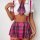 Sexy role play lingerie set featuring a plaid tie and skirt, styled as an -style jk uniform costume for adults.