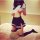 Sexy sailor school uniform set featuring a cute maid costume with a white crop top, navy skirt, and thigh-high stockings perf...