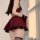 Sexy schoolgirl jk sleepwear set featuring a cute, short skirt with lace trim and black accents, perfect for small bust enhan...