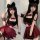 Sexy schoolgirl jk sleepwear set featuring cute black and maroon design with bow ties, fluffy ears, and lace details for smal...