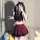 Sexy schoolgirl jk sleepwear set featuring a cute pure temptation short skirt with black lace trim, perfect for small bust en...