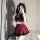 Sexy schoolgirl jk sleepwear set featuring a cute pure temptation short skirt with black lace trim, perfect for small bust en...