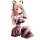 Anime-style girl wearing cute cat ears, black and pink schoolgirl sleepwear set with short skirt, perfect for small bust enha...