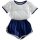 Sexy schoolgirl lingerie set featuring a white top with navy shorts, perfect for a cute and playful look.
