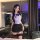Elegant white blouse with black bow tie, paired with a short black skirt and thigh-high stockings, perfect for role play or i...