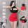 Sexy secretary costume set - short skirt lingerie outfit for women, featuring a daring cutout design and bold red accents, pe...