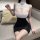 Sexy secretary costume set - ultra-short skirt lingerie outfit for women, featuring a revealing white top with cutouts and a ...