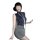 Sexy secretary pencil skirt costume - air hostess uniform style latex-look mini skirt for women, no-remove lingerie set