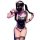 Sexy sheer lace backless apron costume set for role play & cosplay outfits, featuring black and pink design with lace details...