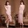 Sexy sheer lace sleep dress - transparent mesh nightwear with slit & adjustable straps for women, showcased on models in eleg...