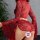 Woman wearing red sheer lace lingerie set with flared sleeves, deep v back, and detachable waist ties — sexy sheer lingerie s...