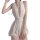 Woman wearing a sexy sheer lingerie set, featuring a seductive transparent sleepwear design with a deep v-neck and lace waist...