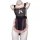 Sheer black maid costume with pink ruffles and bow, featuring a seductive lingerie design for women.