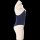 Navy blue and white one-piece swimsuit on mannequin - tight-fit sheer milk silk bodysuit for women.
